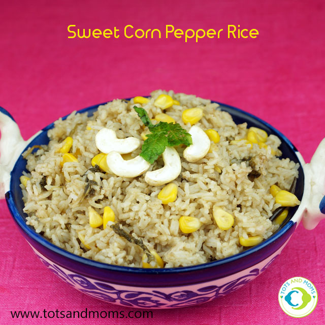 Sweet Corn Pepper Rice recipe for babies, kids