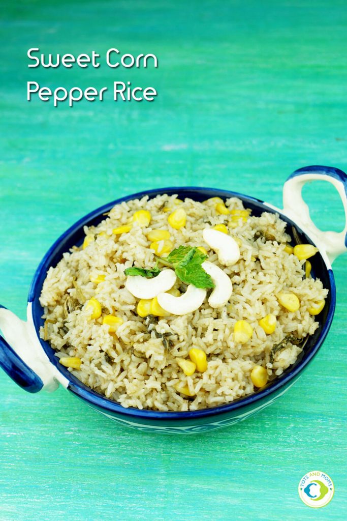 SWEET CORN PEPPER RICE for Toddlers, Kids & Family healthy sweetcorn pepper rice for your family