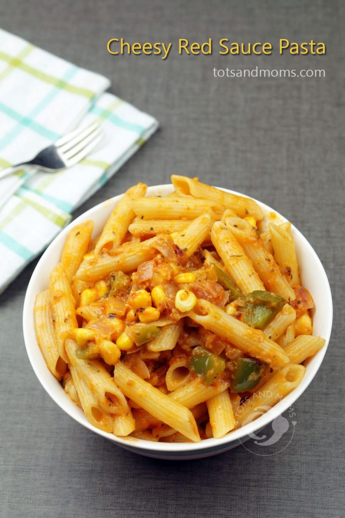 Easy Cheesy Red Sauce Pasta for Kids hindi kannada
