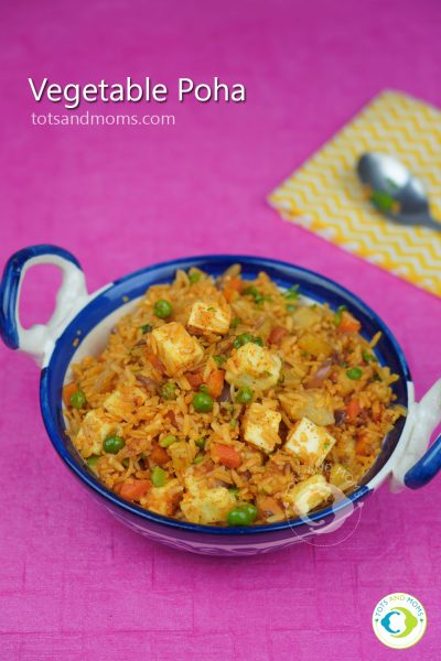 Vegetable Poha For Kids and Toddlers Shishu Ahaar Tindi Breakfast